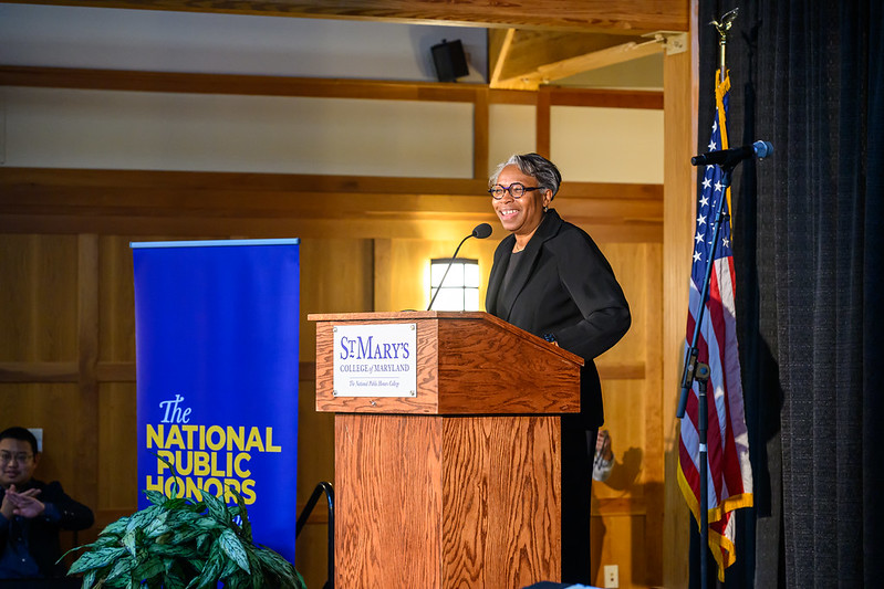 President Jordan gives remarks at the annual Martin Luther King Jr. Prayer Celebration held in the College's Campus Center.