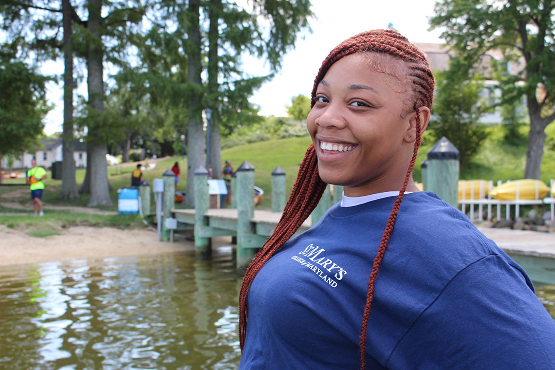 Student at the dock