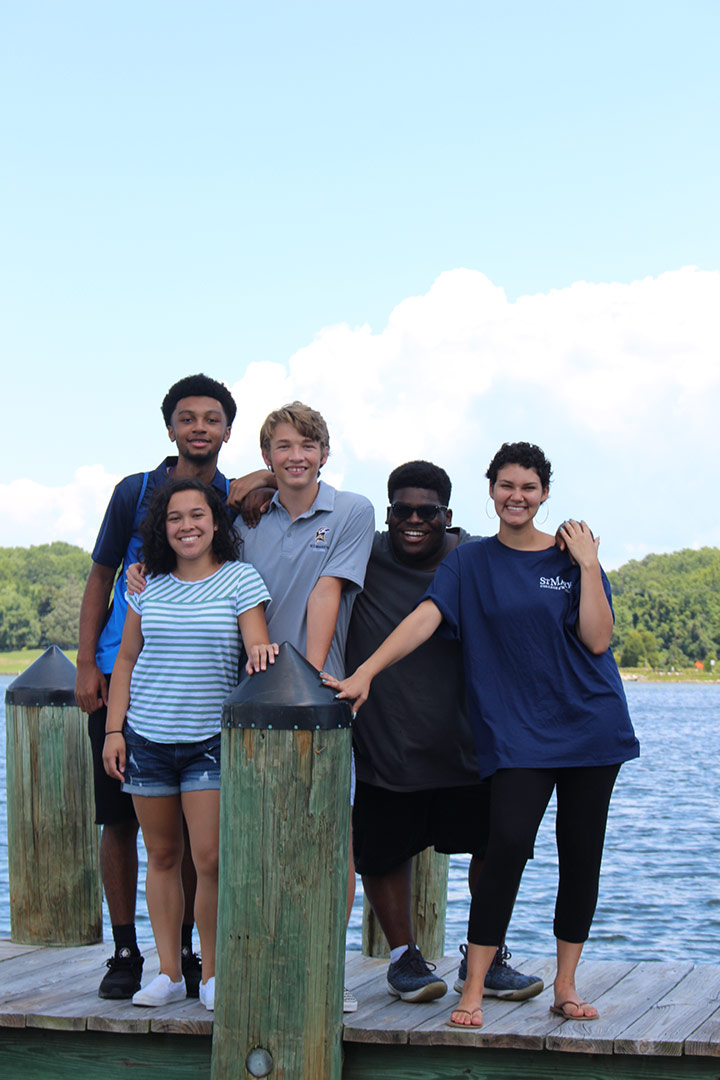 Students on the dock