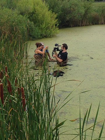 Kevin Glotfelty ’19, Shooting video in St. John's Pond at SMCM