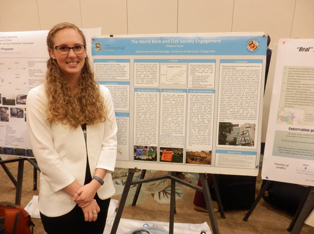 SMCM alumna Rebecca Quick (’13) presents her poster on the topic of Anthropology and Human Rights.  Becca completes her Masters in Applied Anthropology from the University of Maryland this year.