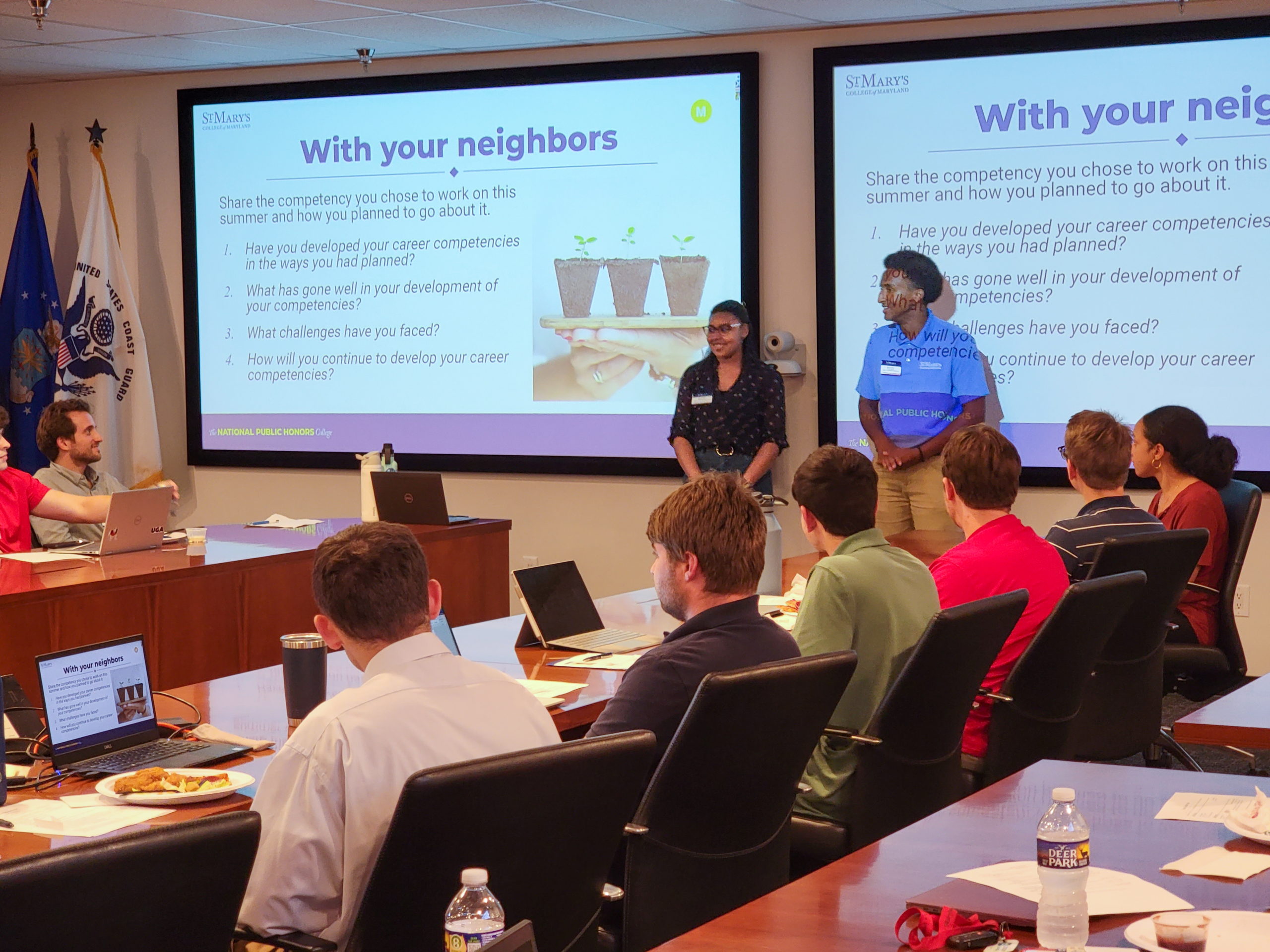 Student interns lead a professional development discussion with Southern Maryland 2030 Workforce interns sponsored by The Patuxent Partnership at Bell Flight’s facility in Lexington Park, Maryland