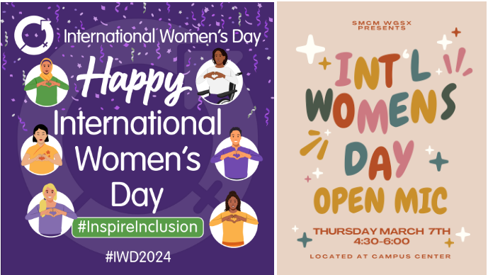 International Women's Day - Open Mic Event at the Campus Center March 7 4:30-6pm